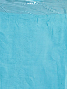 Sky Blue Silver Handwoven Linen Embroidered  Saree With Zari Border & Tassels - S031704032