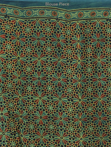 Bottle Green Coral Black  Bandhej Modal Silk Saree With Ajrakh Printed Pallu & Blouse - S031703884