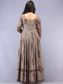 Naaz Falak - Hand Block Mughal Printed Long Cotton Embroidered Dress - DS106F001