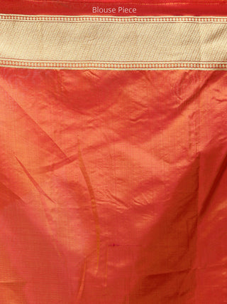 Banarasee Art Silk Saree With Bird Motif - Orange & Gold  - S031704301