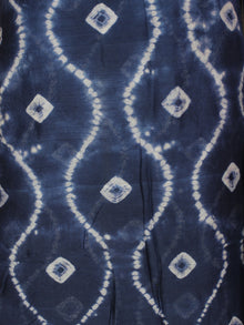 Indigo Ivory Yellow Hand Shibori Dyed Chanderi Kurta & Chiffon Dupatta With Cotton Salwar Fabric Set of 3- S1628203