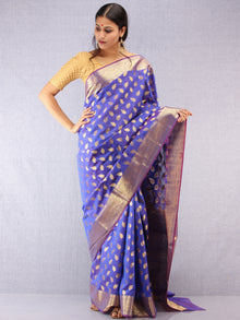 Banarasee Semi Silk Saree With Zari Work - Electric Blue & Gold - S031704368