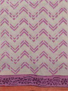 Dark Peach Purple Green Hand Block Printed Cotton Suit-Salwar Fabric With Chiffon Dupatta (Set of 3) - S16281291