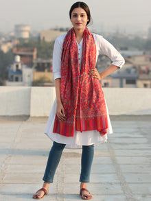 Red  Multi Color Kani Jamawar Silk Wool Kashmiri Shawl - S200520