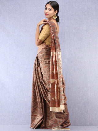 Banarasee Art Silk Saree With Resham Weaving Work - Brown & Ivory - S031704390