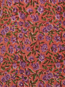 Dark Peach Purple Green Hand Block Printed Cotton Suit-Salwar Fabric With Chiffon Dupatta (Set of 3) - S16281291