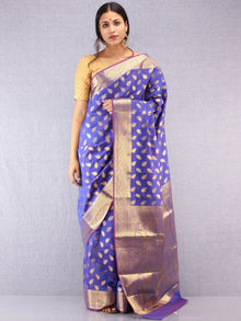 Banarasee Semi Silk Saree With Zari Work - Electric Blue & Gold - S031704368