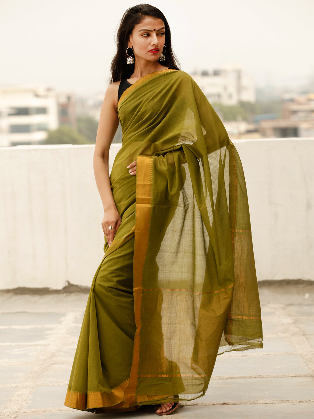 Bagru Authentic Hand Block Printed Chiffon Saree – InduBindu