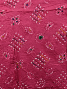 Pink Yellow White Hand Tie & Dye Bandhej Suit Salwar Dupatta (Set of 3) With Hand Embroidery & Mirror Work - S16281253
