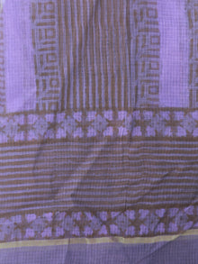 Purple Grey Kota Silk Hand Block Printed Dupatta - D04170459