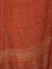 Orange Beige Hand Block Printed Cotton Suit-Salwar Fabric With Chiffon Dupatta - S16281227