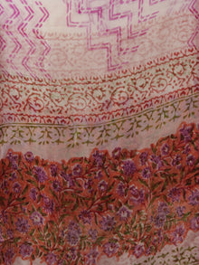 Dark Peach Purple Green Hand Block Printed Cotton Suit-Salwar Fabric With Chiffon Dupatta (Set of 3) - S16281291