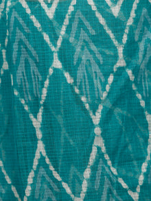 Pine Green White Hand Block Printed Kota Doria Saree In Natural Colors - S031703205