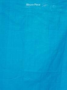 Grey Sky Blue Double Ikat Handwoven Cotton Saree - S031703524
