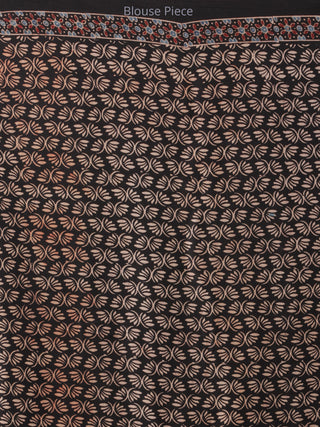 Maroon Black Beige Indigo Ajrakh Hand Block Printed Modal Silk Saree - S031704256