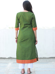 Green Orange South Handloom Cotton Kurta With Embroidered Detailing - K154FXXX