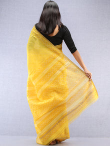 Yellow Chanderi Hand Block Printed Saree With Geecha Border - S031704493