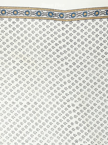 Ivory Indigo Black Brown Ajrakh Hand Block Printed Modal Silk Saree in Natural Colors - S031703707