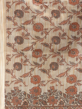 Banarasee Art Silk Saree With Resham Weaving Work - Brown & Ivory - S031704390