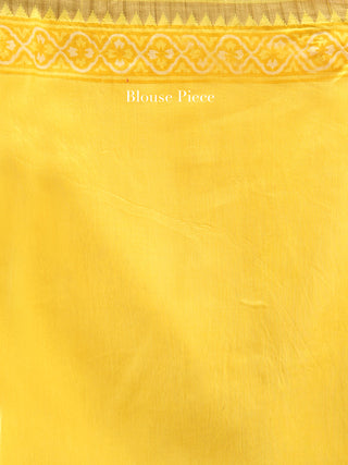 Yellow Chanderi Hand Block Printed Saree With Geecha Border - S031704493