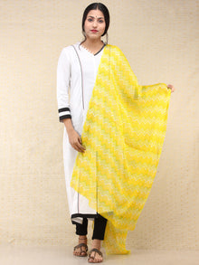 Yellow Green Georgette Hand Block Printed Dupatta  - D04170702