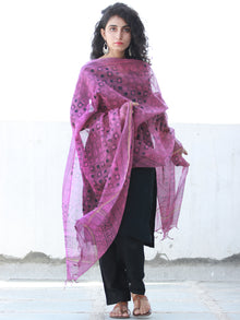 Onion Pink Black Kota Silk Hand Block Printed Dupatta - D04170461