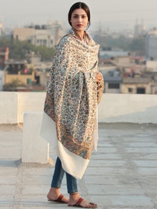Ivory Multi Color Kani Jamawar Silk Wool Kashmiri Shawl - S200519