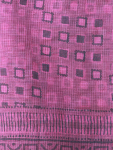 Onion Pink Black Kota Silk Hand Block Printed Dupatta - D04170461