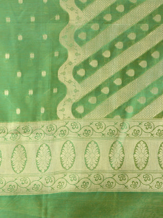 Banarasi Chanderi Dupatta With Resham Work - Green & Gold - D04170805