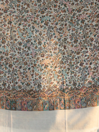 Ivory Multi Color Kani Jamawar Silk Wool Kashmiri Shawl - S200519