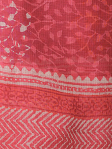 Cherry Red Ivory Kota Silk Hand Block Printed Dupatta - D04170645