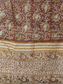 Maroon Ivory Black Chanderi Hand Block Printed Dupatta - D04170550