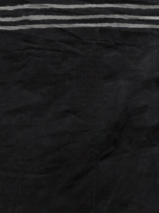 Black White Grey Hand Block Printed Cotton Mul Saree   - S031703029