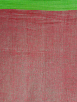 Pink Blue Green Linen Handloom Saree With Ganga Jamuna Border & Tassels - S031704013