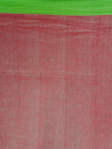 Pink Blue Green Linen Handloom Saree With Ganga Jamuna Border & Tassels - S031704013