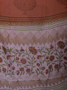 Ivory Orange Green Hand Block Printed Cotton Suit-Salwar Fabric With Chiffon Dupatta - S16281228