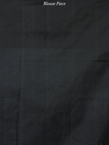 Black White Green Blue Yellow Ikat Handwoven Mercerised Cotton Saree - S031703624