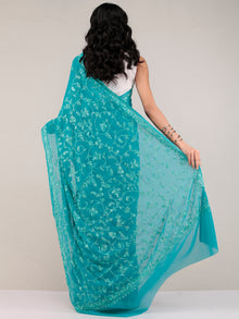 Green Aari Embroidered Georgette Saree From Kashmir - S031704638