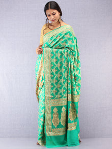 Banarasee Pure Chiffon With Resham & Zari Work - Sea Green Ivory & Gold - S031704369