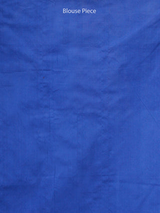 Blue White Red Double Ikat Handwoven Cotton Saree - S031703525