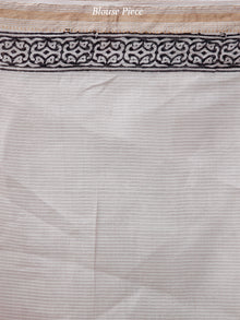Beige Maroon Black Bagh Hand Block Printed Maheswari Silk Saree With Resham Border - S031703839