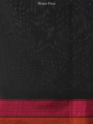Banarasee Chanderi Silk Saree With Resham Border - Black Pink Copper  - S031704322