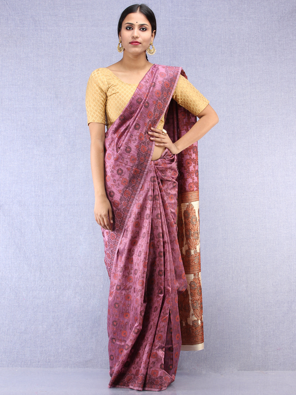 Banarasee Art Silk Saree With Rehsam Weaving Work - Onion Pink & Ivory - S031704392