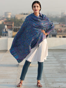 Sky Blue Multi Color Kani Jamawar Silk Wool Kashmiri Shawl - S200522