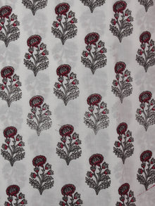 Ivory Grey Maroon Hand Block Printed Cotton Suit-Salwar Fabric With Chiffon Dupatta (Set of 3) - S16281293