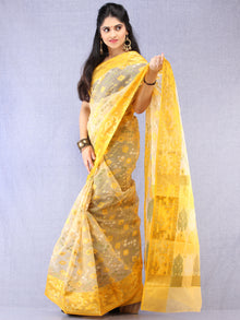 Banarasee Organza Saree With Zari & Resham Work - Ivory Pink & Gold  - S031704323