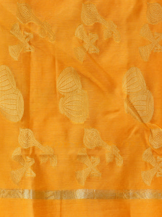 Banarasi Chanderi Dupatta With Zari Work - Bright Yellow & Gold - D04170806