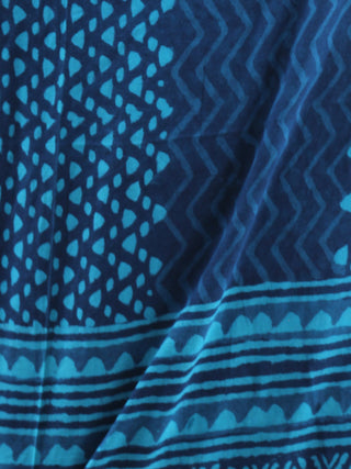 Indigo Sky Blue Cotton Hand Block Printed Dupatta   - D04170411
