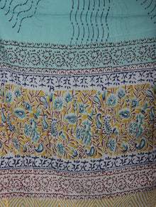 Yellow Teal Blue Maroon Hand Block Printed Cotton Suit-Salwar Fabric With Chiffon Dupatta - S16281229