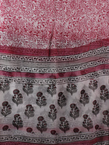 Ivory Grey Maroon Hand Block Printed Cotton Suit-Salwar Fabric With Chiffon Dupatta (Set of 3) - S16281293